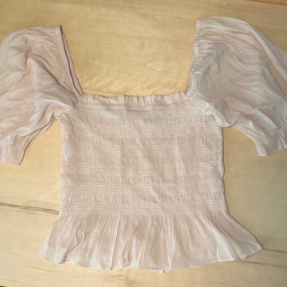 perry co Tops - Cream Smocked Off-Shoulder Top